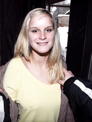 Juvenile blond cutie spits out cream after having sex with her boyfriend