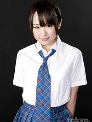 Japanese schoolgirl in servitude gagging on pecker and getting coarse mouthful