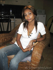 Breathtaking Filipina with flawless medium breasts takes white knob in pierced cum-hole