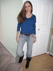 A skinny hairy MILF shows off her hot sexy body and hairy snatch