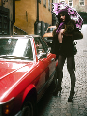 Street walker from the 70s gets an open throat jizz flow after fucking a John