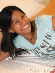 Filipina Jenny does a quick striptease to show her shaggy love tunnel