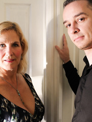 Old babe seduces her youthful neighbour into giving her some dude meat