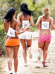 Lascivious runners pause on the beach for a refreshing butt sport fuckfest break