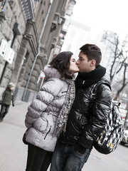 Glamour angel Soko A giving a kiss outdoors,strapon licking and engulfing huge 10-Pounder