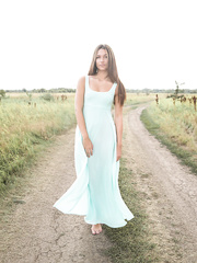 Glamour model Kenya undresses on the country road to show her taut legal age teenager muff