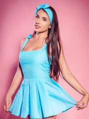 Cute Ukrainian solo angel Niemira does a hot striptease to model in the undressed