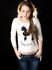 European legal age teenager with a marvelous face works her way free of her garments