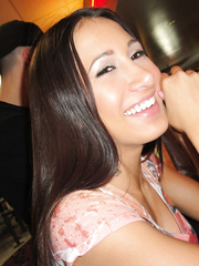 Marvelous legal age teenager Amia Miley shows round large love muffins and rides her BF's ramrod on top