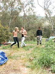 Wicked boyz brazenly group sex fastened up hottie Chastity Lynn in recent air