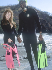 Hawt mother I'd like to fuck Britanny Morgan receives double drilled on beach by a white and dark studs