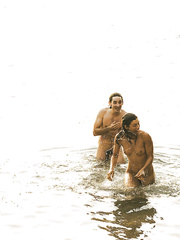 Brunette Hair hotty Julia Roca gangbanged doggy style on the beach by Bel Gris