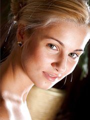 Zooty golden-haired showing off her pointy teats and tiny sexy gazoo