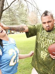 Black haired honey takes a biggest facial spunk flow from a biggest dark jock