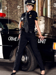 Breasty female cop Aletta Ocean receives double drilled by 2 concupiscent inmates