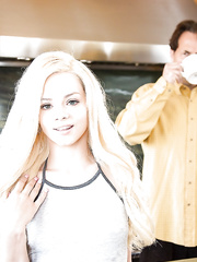 Slim legal age teenager Elsa Jean rides large dong cowgirl and doggy position & gives fellatio