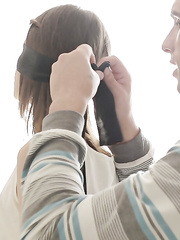 Blindfolded legal age teenager Anna Taylor taking anal penetration whilst giving oral-stimulation