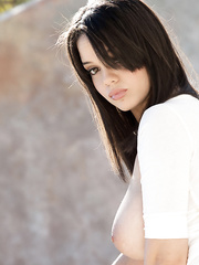 Dark Brown honey Stacey Rae displaying big natural juggs whilst masturbating