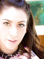 Pierced hawt wench Luna C Kitsuen sucks large wang & shows gaping arse