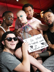 Breasty alt beauty concludes interracial team fuck with goo on her buzzed head