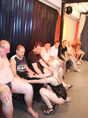 Golden-Haired floozy sucks and bonks any wang that wishes a piece of her in a group sex