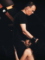 Breathtaking serf Rebecca Volpetti in nylons & collar tied for sexy anguish