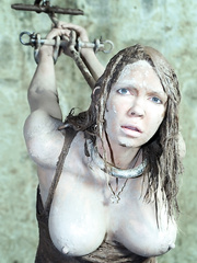 Feeble female Rain DeGrey suffers thru degrading servitude experiences