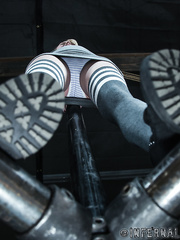 Blond legal age teenager runaway Anna Tyler ends up being used as a sex bondman