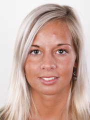 Slender blond non-professional Adela sheds her underclothing to show her tiny pantoons and booty