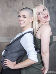 two perverteds hotties try their luck at being sex slaves after losing their jobs