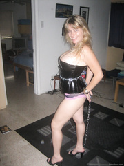 Big tit wife cuffed and restrained giving dick some oral love action