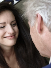 Dark Brown honey Anne Marie pleasures her silver-haired sugar dad