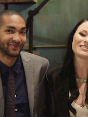 Dark Brown pornstar Veruca James demonstrates her astounding tugjob skills