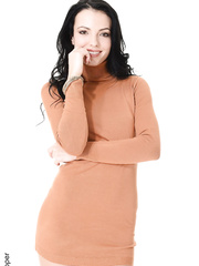 Black haired legal age teenager angel Sapphira A disrobes down to her high heeled shoes merely