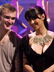 Isis Love dominates over bound boy hanging toys to his balls and schlong