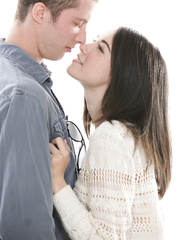 Marvelous brunette hair Emilie seduces her boyfriend with a blow job & doggy position fuck