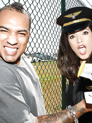 Sexy hottie in uniform Aries Knightly receives punished hard with a giant schlong