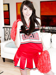 Wicked legal age teenager beauty Emily Grey posing solo in hot cheerleader uniform