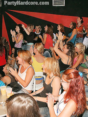 Sexually Excited non-professional lassies going impure at the party with male strippers