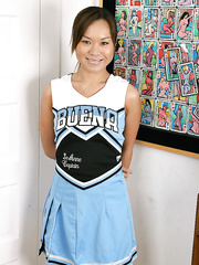 Non-Professional Latin Babe solo cutie widening cookie after removing cheerleader uniform