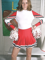 Dilettante cheerleader Gabi shows off in her precious uniform