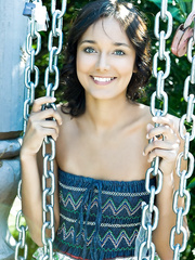 Juvenile slim playgirl Chandra A undresses down to discloses her hirsute slit