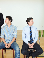 Secretary Chanel seduces boss & toys ramrod,strapon eating cum in CFNM reality groupsex