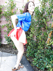 Petite bazookas dark brown legal age teenager Belle Knox is dancing around in a cheerleader form