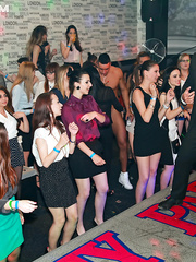Party angels engulf and fuck male strippers during a ladies'ding-dong night out