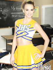Cheerleader schoolgirl Katie Jordin widening cum-hole in classroom