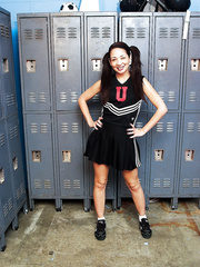 Dressed Oriental mother I'd like to fuck Coco Velvet flashing upskirt booty in cheerleader outfit
