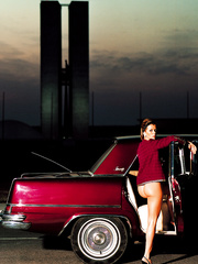 Hawt sweetheart with lengthy legs Camilla Amaral posing in nylons