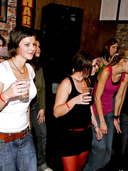 Fuckable amateurs getting drunk and going wild at the club party