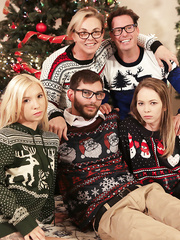 Xmas three-some with gorgeous teenage honeys Gal Smalls & Kenzie Reeves
